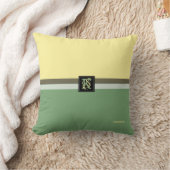 シンプルライトイエローとアスパラガスグリーンツートーン クッション (ブランケット)