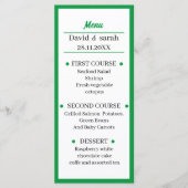 シンプルライトグリーン結婚ズディナー メニュー (正面)