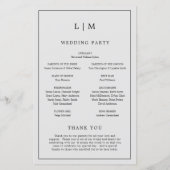 シンプルライトグレーモノグラムエレガントウェディングプログラム (裏面)