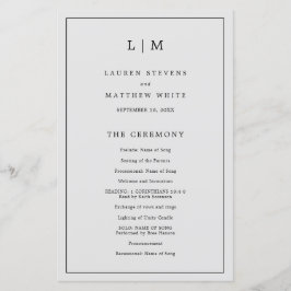 シンプルライトグレーモノグラムエレガントウェディングプログラム