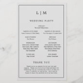 シンプルライトグレーモノグラムエレガントウェディングプログラム (裏面)