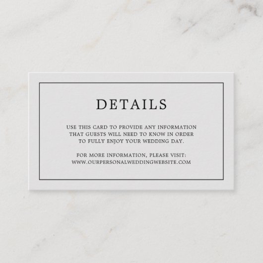 シンプルライトグレーモノグラムエレガントウェディング エンクロージャーカード (正面)