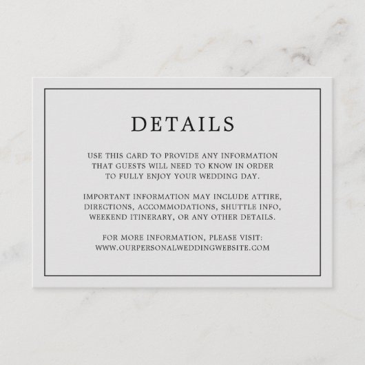 シンプルライトグレーモノグラムエレガントウェディング エンクロージャーカード (正面)