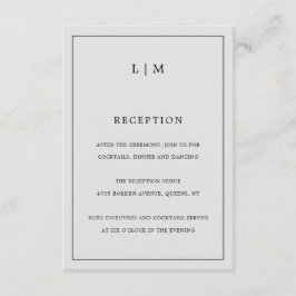 シンプルライトグレーモノグラムエレガントウェディング エンクロージャーカード