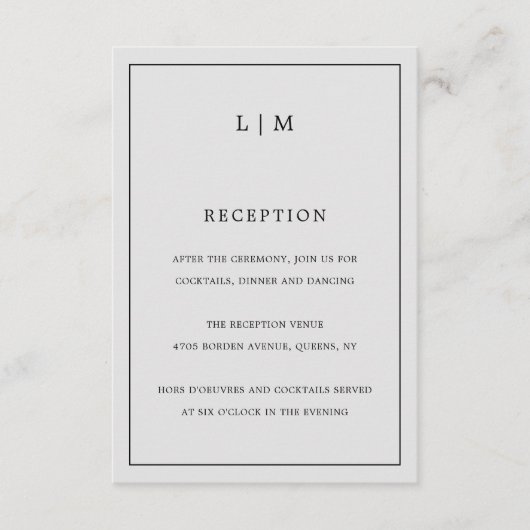 シンプルライトグレーモノグラムエレガントウェディング エンクロージャーカード (正面)