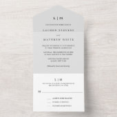 シンプルライトグレーモノグラムエレガントウェディング オールインワン招待状 (内側)