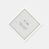 シンプルライトグレーモノグラムエレガントウェディング スタンダードカクテルナプキン (角)