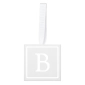 シンプルライトグレーモノグラム キューブオーナメント (正面)