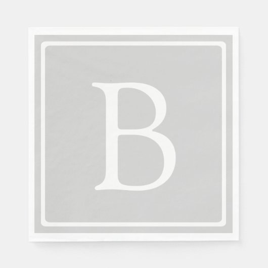 シンプルライトグレーモノグラム スタンダードランチョンナプキン (正面)