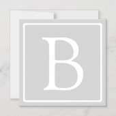 シンプルライトグレーモノグラム マグネット招待状 (正面)