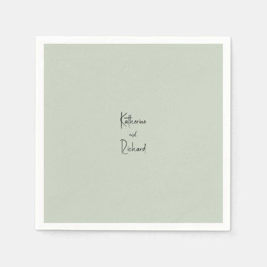 シンプルライトセージのカスタムウェディングカクテルナプキンス スタンダードカクテルナプキン (正面)