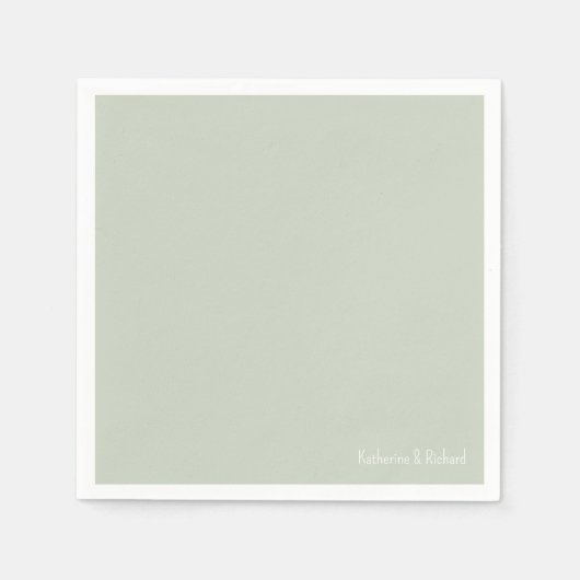 シンプルライトセージ白文字IIの結婚カクテル スタンダードカクテルナプキン (正面)