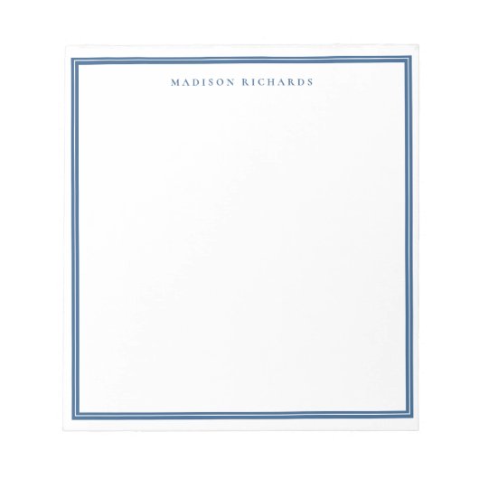 シンプルライトネイビーブルー縁どパーソナライズされたー ノートパッド (正面)