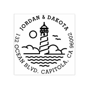 シンプルライトハウス結婚ラウンド差出人住所 ラバースタンプ