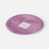 シンプルライトパープル細かい大理石モノグラモダンム ペーパープレート (アングル)