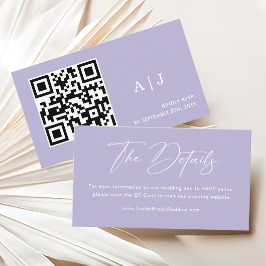 シンプルライトパープル結婚詳細 エンクロージャーカード