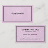 シンプルライトピンクのレザーテクスチャブラックフレーム 名刺 (正面/裏面)