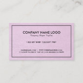 シンプルライトピンクのレザーテクスチャブラックフレーム 名刺 (裏面)