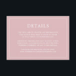 シンプルライトピンクモノグラムエレガントな結婚式 エンクロージャーカード<br><div class="desc">シンプル薄い結婚詳細に囲まれたモダンデザインを備えたエレガントのエンクロージャカー縁どド。すべての文字は、ほこりっぽいバラピンクの背景の上に白い。フォントと背景色は、の「クリック」ボタンで希望する色に変カスタマイズ更する。ミニマルスタイリッシュなカップルのためのシックで素晴らしデザイン。</div>