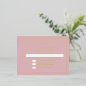 シンプルライトピンクモノグラムエレガントウェディングRSVP 箔招待状ポストカード (立ち正面)