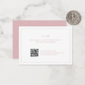 シンプルライトピンクモノグラムQRコードエレガントな結婚式 ノートカード (正面/裏面インサイチュ)