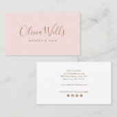 シンプルライトピンク手書きスクリプトソーシャルメディア 名刺 (正面/裏面)