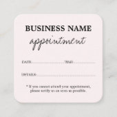 シンプルライトピンク美しいサロンアポイントメントカード 予約カード (正面)