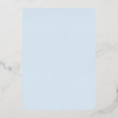シンプルライトブルーとシルバーカジュアルブライダルシャワー 箔招待状 (裏面)