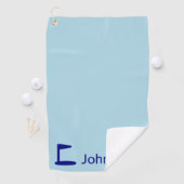 シンプルライトブルーとダークブルーの名前ゴルフフラグ ゴルフタオル (インサイチュ)