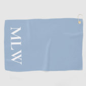 シンプルライトブルーとホワイトモノグラムテンプレート ゴルフタオル (横)