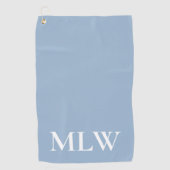 シンプルライトブルーとホワイトモノグラムテンプレート ゴルフタオル (正面)