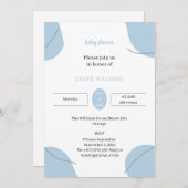 シンプルライトブルーカスタムベビーシャワー 招待状 (正面/裏面)