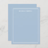 シンプルライトブルーホワイトモノグラム名縁ど行 ノートカード (正面/裏面)