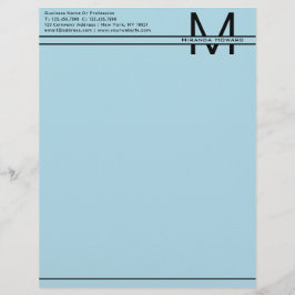 シンプルライトブルーミニマリストモノグラムレターヘッド レターヘッド