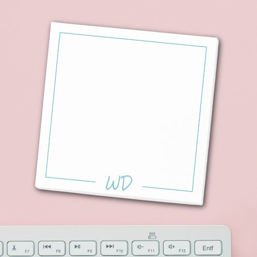 シンプルライトブルーモノグラムイニシャル ポストイット