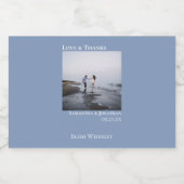 シンプルライトブルー結婚のフォトラブ&ミ感謝していニオ リキュールボトルラベル (シングルラベル)