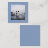 シンプルライトブルー結婚式の日付を保存フォトミニ ノートカード (正面/裏面)