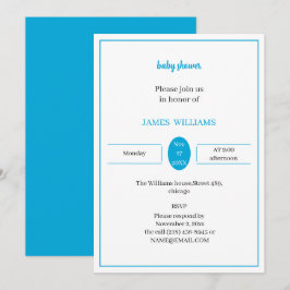シンプルライトブルー赤ちゃんシャワーパーソナライズされた 招待状