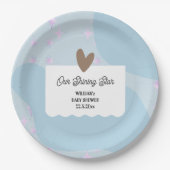 シンプルライトブルー輝くスター |赤ちゃんシャワー ペーパープレート (正面)