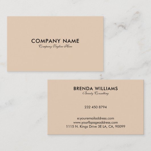 シンプルライトベージュ 名刺 (正面/裏面)