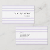 シンプルライトラベンダーシックパステルストライプズミニマル 名刺 (正面/裏面)