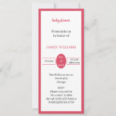 シンプルライトレッドカスタムベビーシャワー 招待状 (正面)