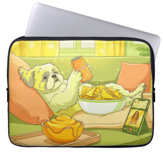 シンプルライフを満喫するシーズー犬の面白いイラスト ラップトップスリーブ