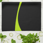 シンプルライムグリーンとブラックの波2 キッチンタオル (折り畳み)