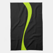 シンプルライムグリーンとブラックの波2 キッチンタオル (縦)