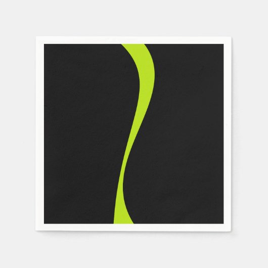 シンプルライムグリーンとブラックの波2 スタンダードカクテルナプキン (正面)