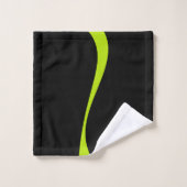 シンプルライムグリーンとブラックの波2 バスタオルセット (ウォッシュタオル)