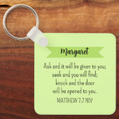 シンプルライムグ頼リーン神バイブル聖句 キーホルダー (正面)