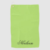 シンプルライム色名前をカスタムする ゴルフタオル (正面)