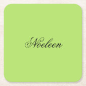 シンプルライム色名前をカスタムする スクエアペーパーコースター (正面)